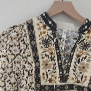 Floral Anthropologie Embroidered Blouse